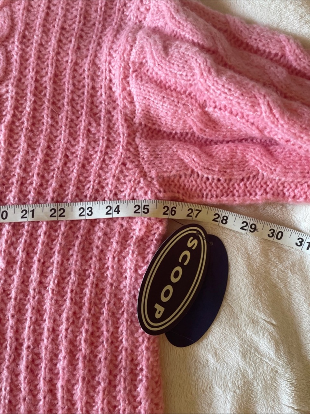 Women's Pink Cable Turtleneck Sweater - Picture 4 of 8